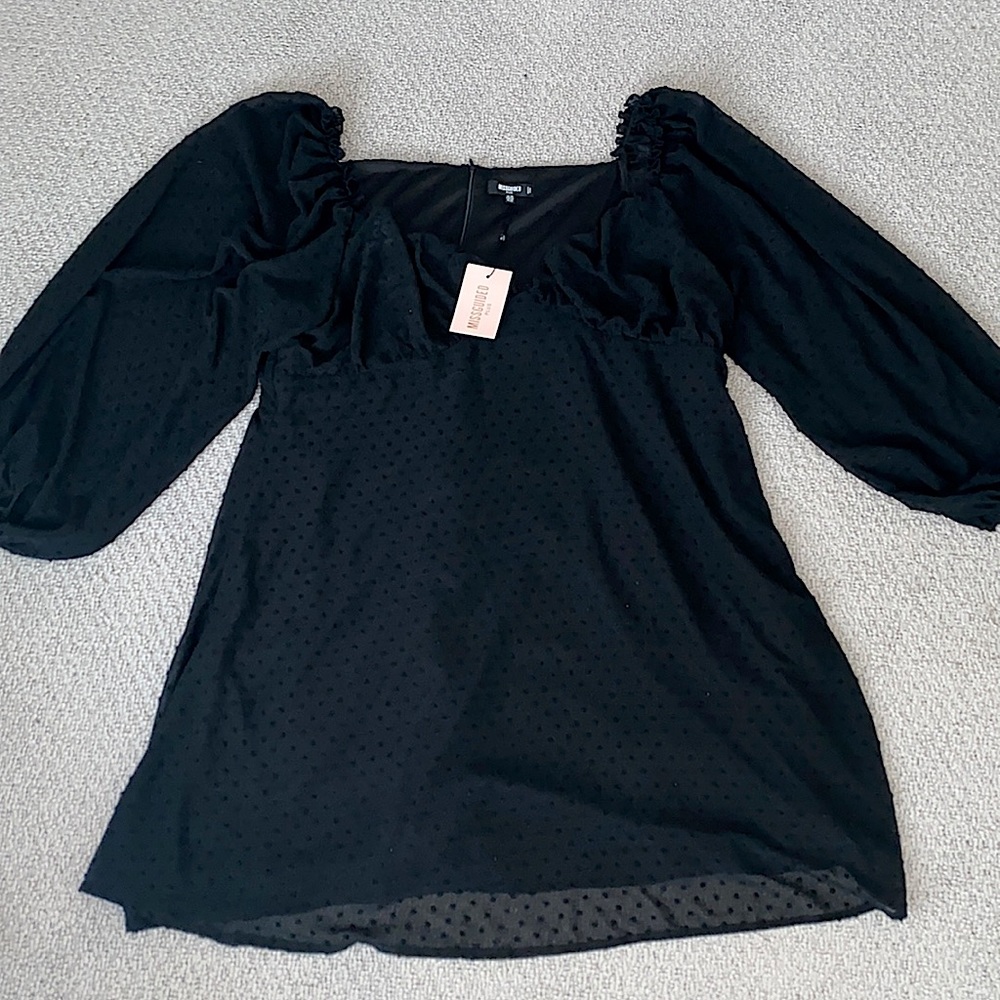 Missguided Dobby Milkmaid Black Dress